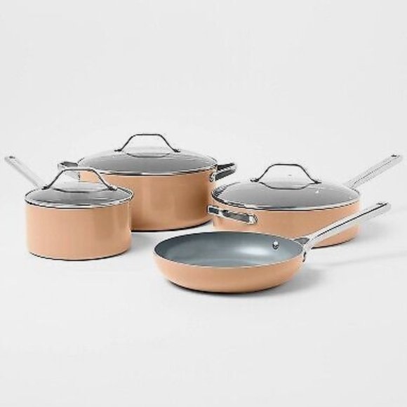Nonstick Ceramic Coated Aluminum Cookware Set Terracotta Orange - Figmint
